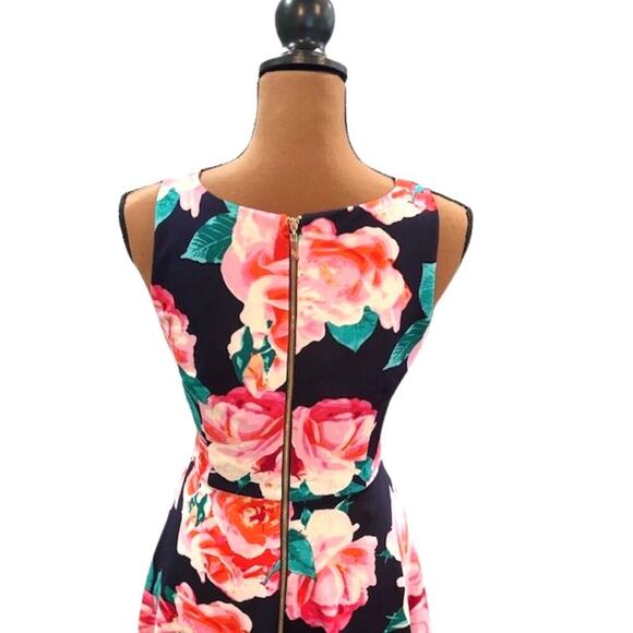 Eliza J. Sleeveless Scuba Floral Mini Dress in Navy and Pink – Size 6 - Picture 4 of 7